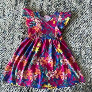 Tommy Bahama Girls‎ Dress Size 3T Pink Floral Ruffle Sleeve Tropical